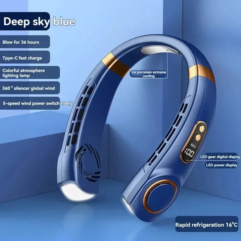 Tragbarer bladeless Halterneck Ventilator – USB wiederaufladbar, leise, freihändige Kühlung | Karnz
