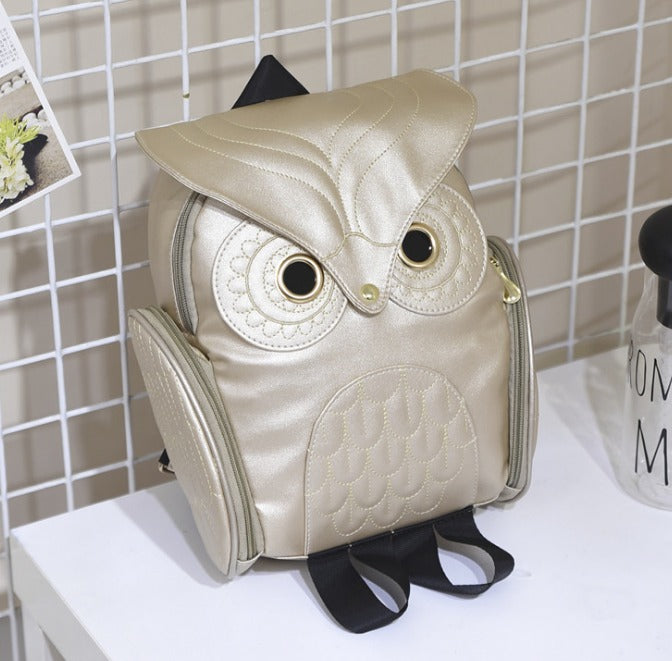 PU-Leder Eulenprint-Rucksack für Damen – Mehrfach-Taschen-Design | Karnz