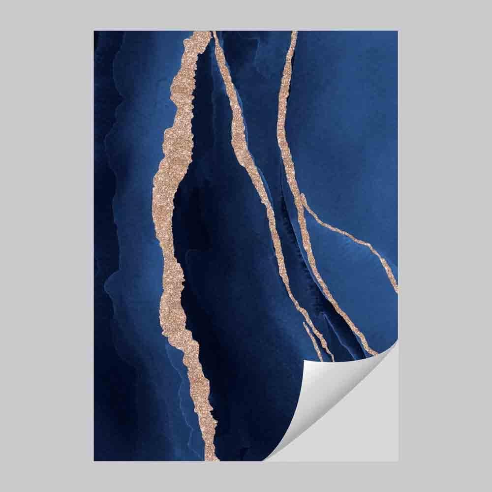 Abstrakter Kunstdruck in Marineblau und Gold Nr. 1