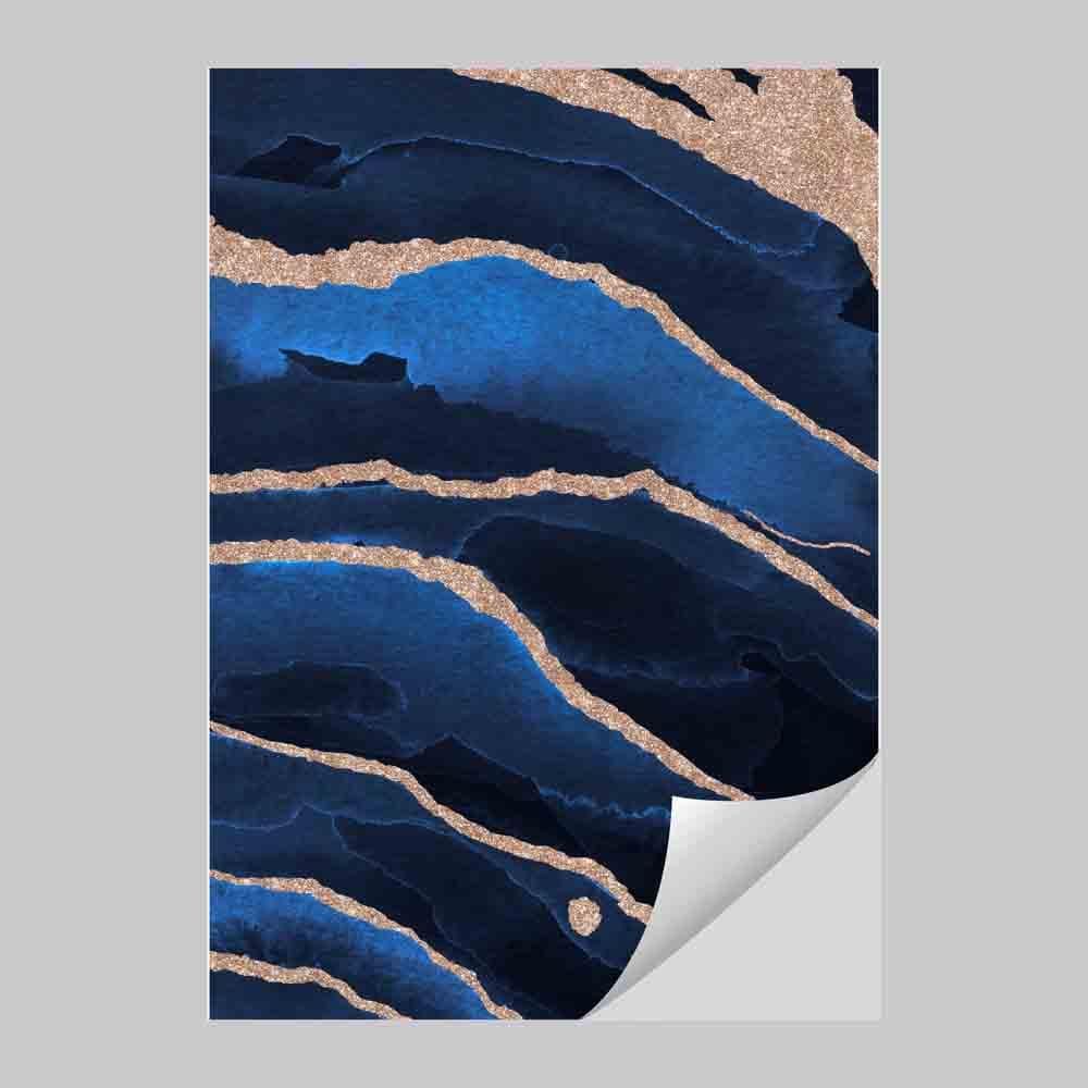 Abstrakter Kunstdruck in Marineblau und Gold Nr. 2