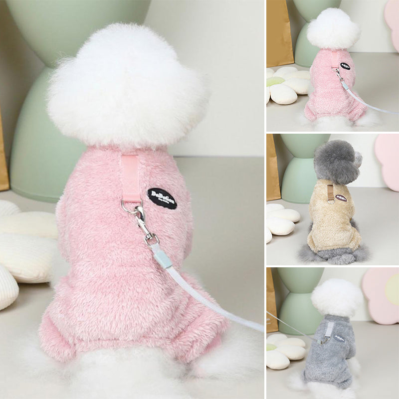 Fleece Haustier Elastischer Overall mit Leinenring Karnz