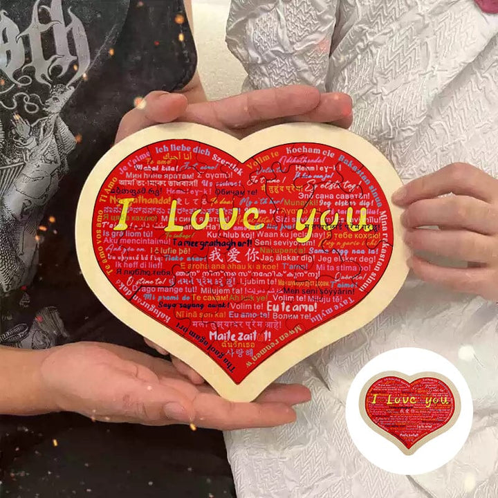 Herzform-Puzzle|Sag Ich Liebe Dich in 100 Sprachen | Karnz