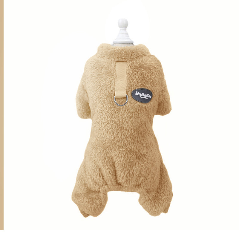 Fleece Haustier Elastischer Overall mit Leinenring Karnz