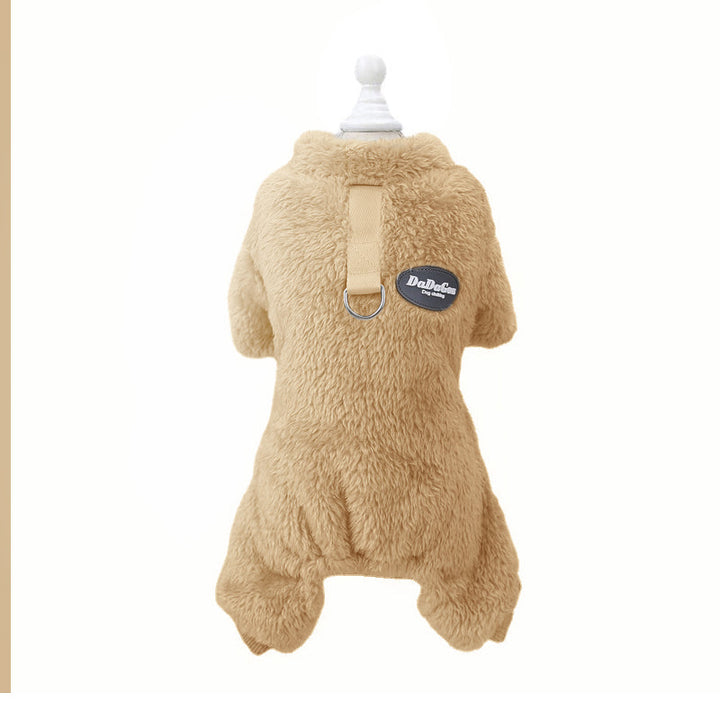 Fleece Haustier Elastischer Overall mit Leinenring Karnz
