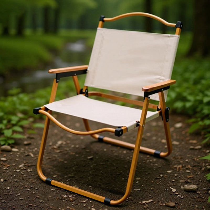Moderner Minimalistischer Quadratischer Stoff Kohlenstoffstahl Buchenholz Rückenlehne Armlehne Klappstuhl Für Draußen | Karnz