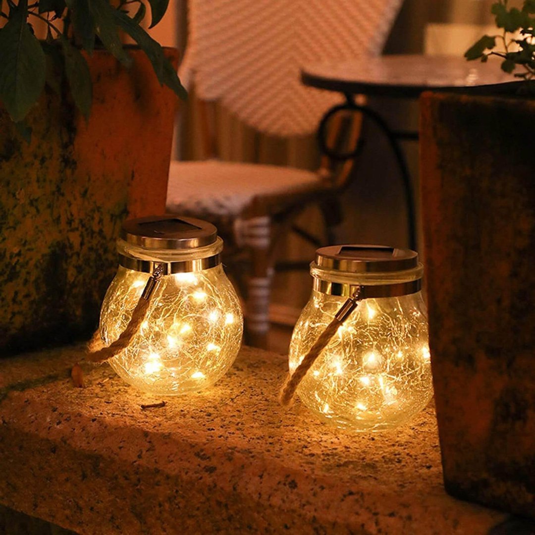 Nachhaltige Solar-Glas-Lampe für stilvolle Außenbeleuchtung