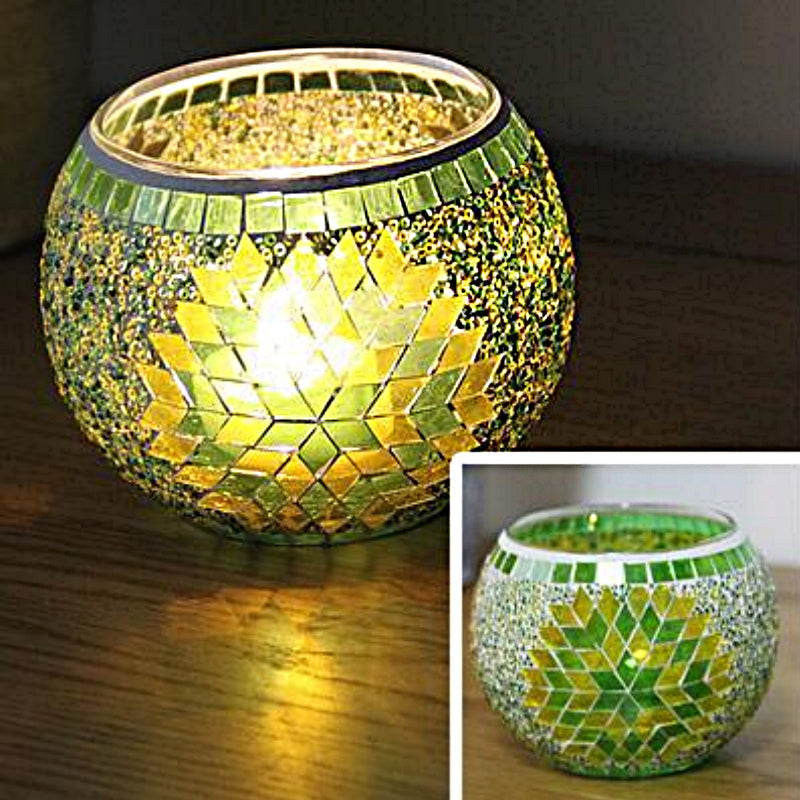 Europäischer Retro Glas Mosaik Teelichthalter