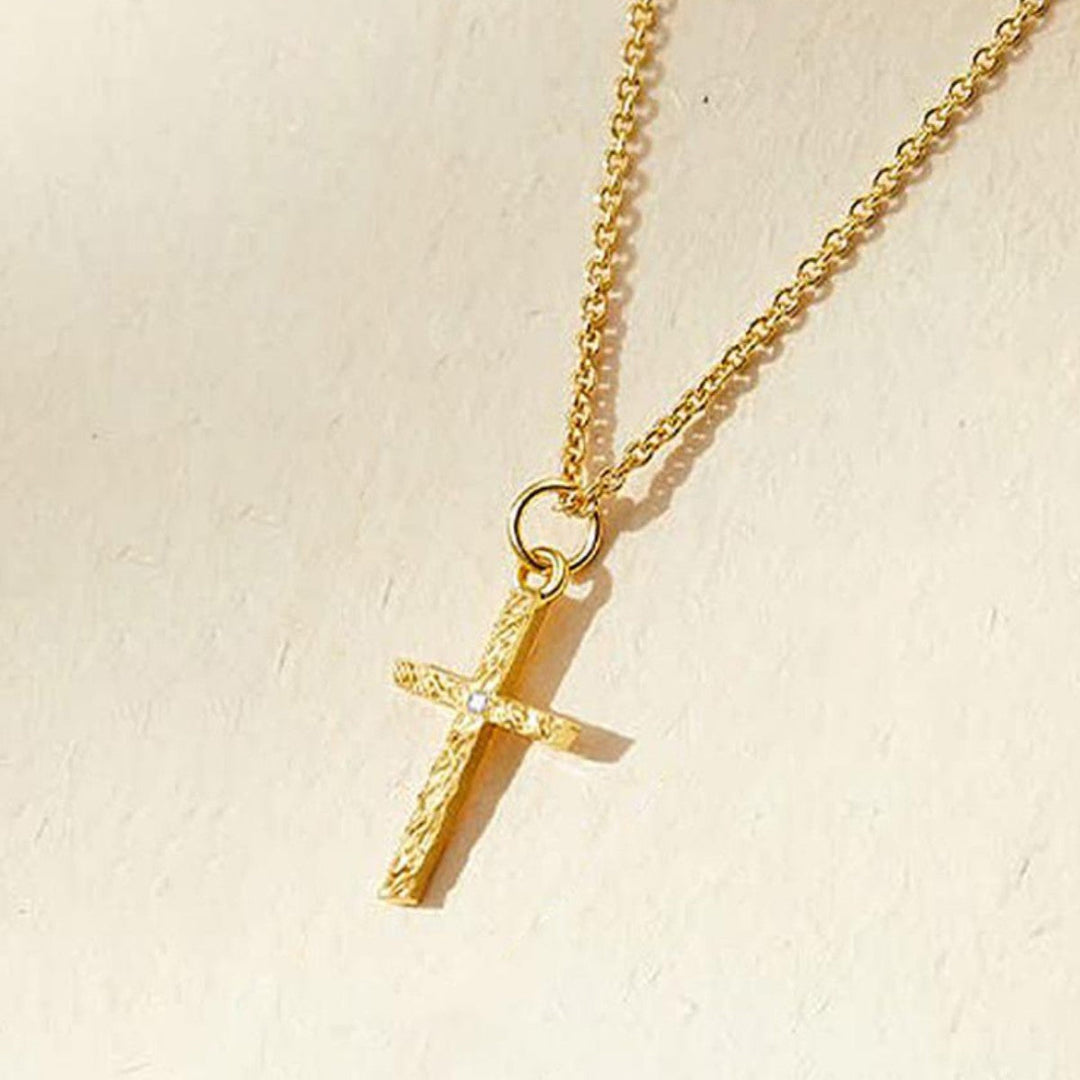 Karnz | 2pc 14k Initialen & Kreuz Anhänger Set