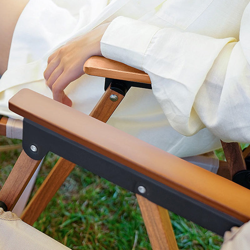 Moderner Minimalistischer Quadratischer Stoff Kohlenstoffstahl Buchenholz Rückenlehne Armlehne Klappstuhl Für Draußen | Karnz