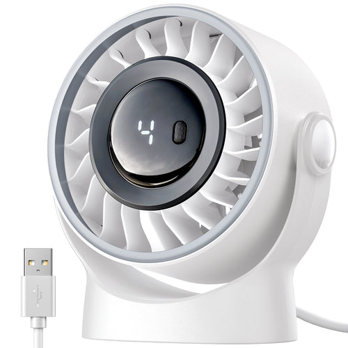 4-Geschwindigkeits-USB wiederaufladbarer Desktop-Lüfter mit intelligentem LED-Display | Karnz