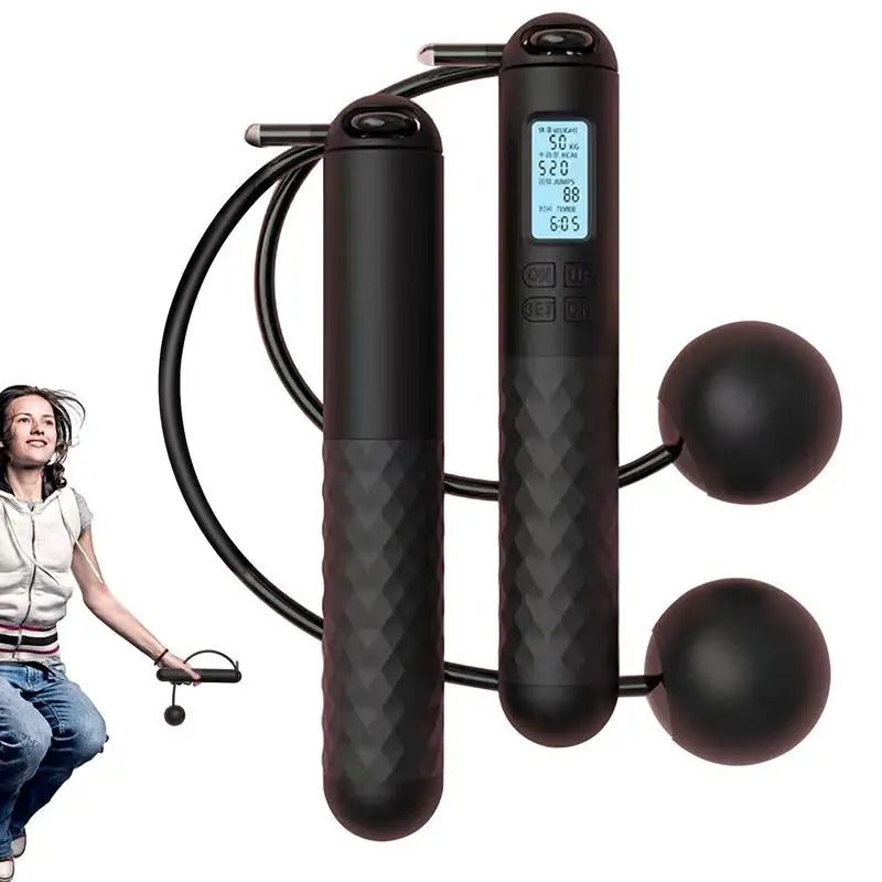 Kabelloses Springseil mit Zähler – Beschwerte Griffe für Home-Cardio-Workouts | Karnz