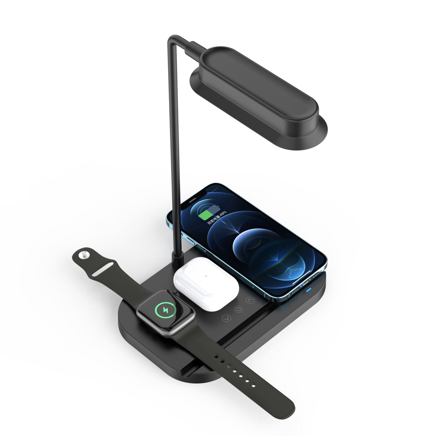 LED-Tischlampe mit Dimmer und kabellosem Ladegerät für Smartphones (4-in-1) | Karnz