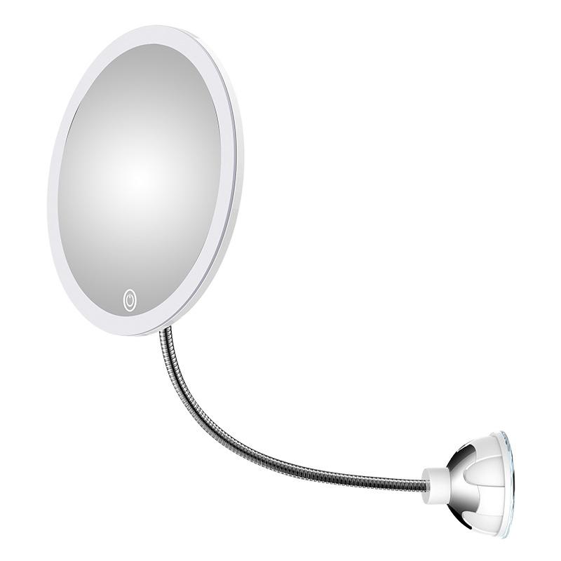 Schminkspiegel mit LED &amp; Vergrößerung - mit Saugnapf und flexiblem Arm | Karnz