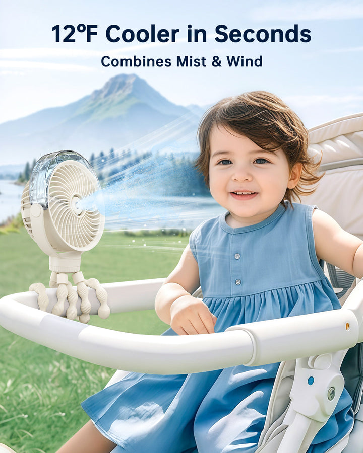 Misting Kinderwagens Fan – Tragbarer Babyfan mit Spray | Karnz