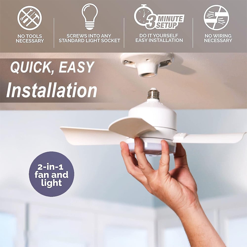 2-in-1 LED-Deckenventilatorlicht mit Fernbedienung, E27/B22-Basis | Karnz