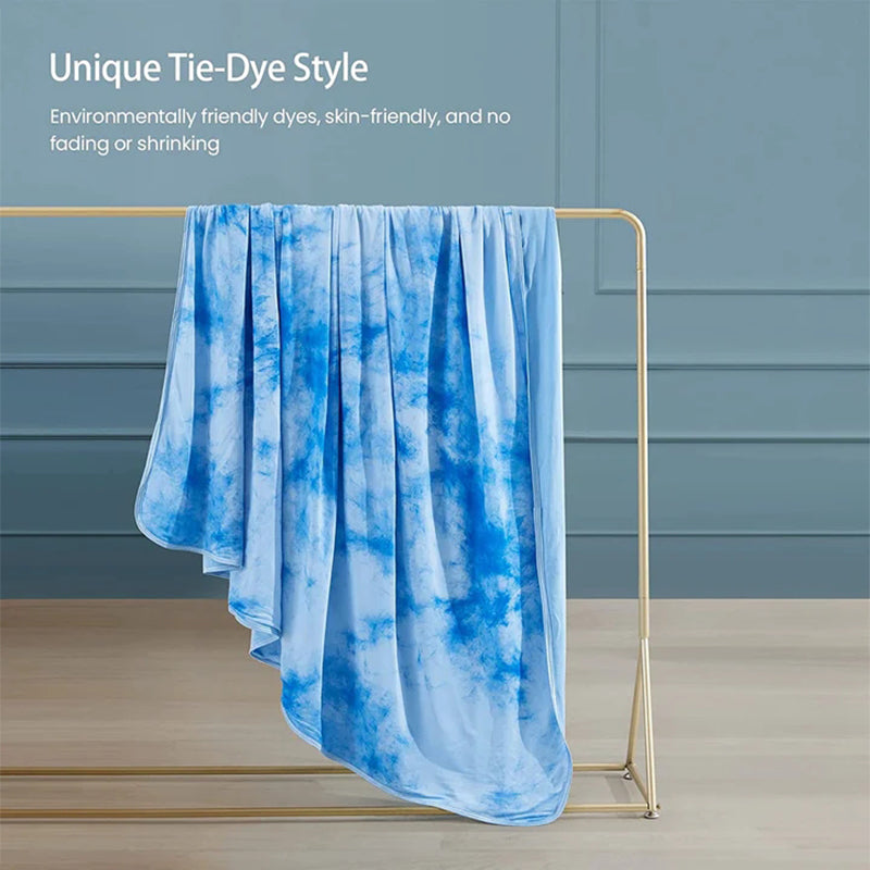 Tie-Dye Kühlende Decke – Q-Max > 0.5, Doppelseitig & Stilvoll Farbe Blau | Karnz