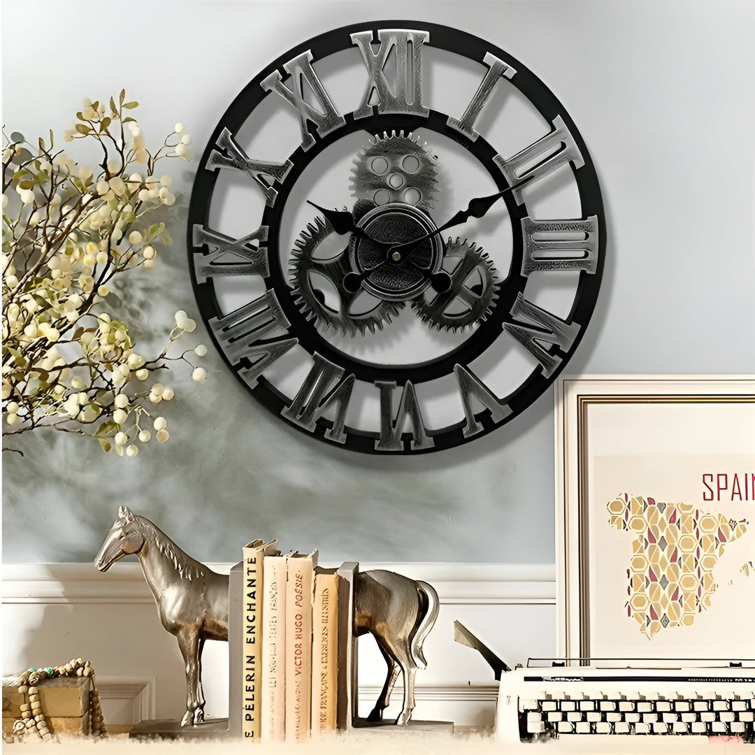 Wanduhr im Zahnraddesign – Industriedesign für stilvolle Wanddekoration | Karnz