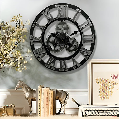 Wanduhr im Zahnraddesign – Industriedesign für stilvolle Wanddekoration | Karnz
