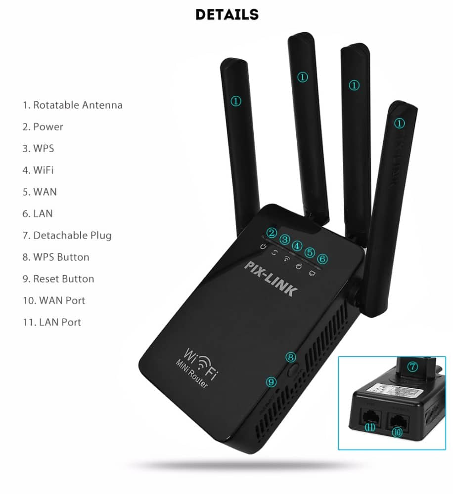 Wi-Fi Range Extender (Repeater / Extender) 300Mbps - 2,4 GHz | Karnz