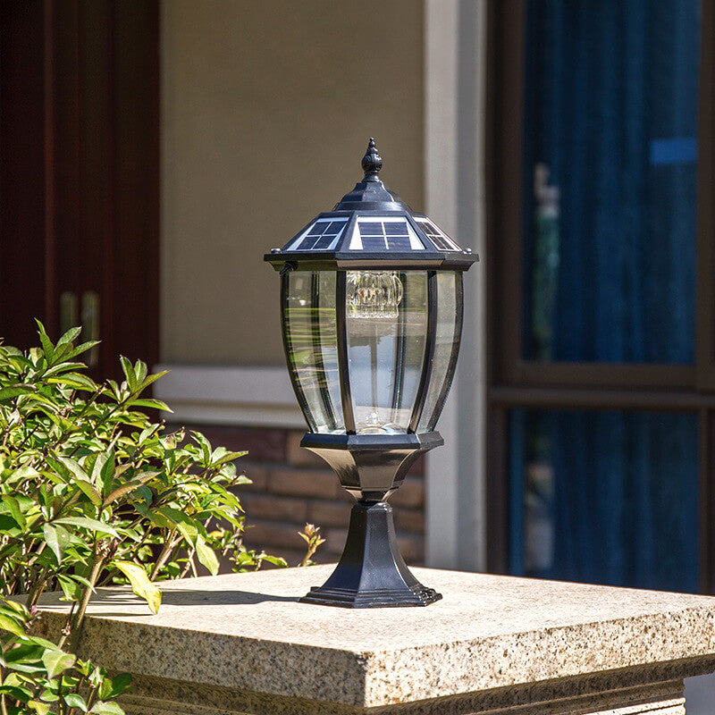 Wasserdichte, solarbetriebene Gartenleuchte aus Aluminium und Glas mit 1-flammigem Design