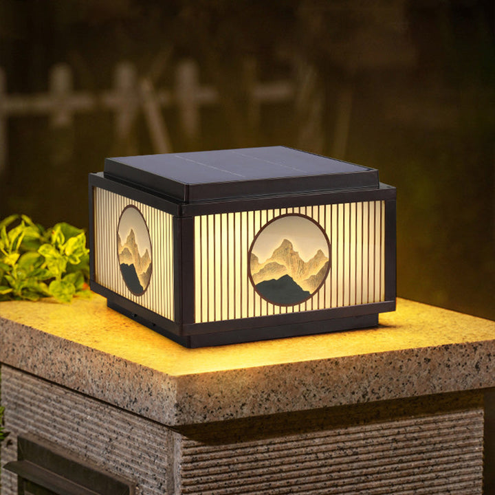 Modern minimalist Solar wasserdicht quadratisch Aluminium Glas LED Postkopflicht für Garten | Karnz