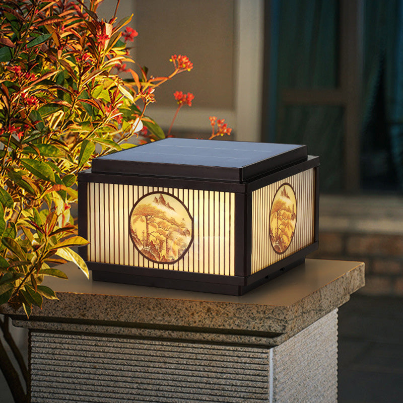 Modern minimalist Solar wasserdicht quadratisch Aluminium Glas LED Postkopflicht für Garten | Karnz