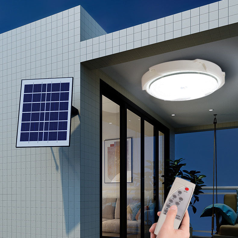 Moderne runde Solar-LED-Deckenleuchte mit Fernbedienung für den Innen- und Außenbereich