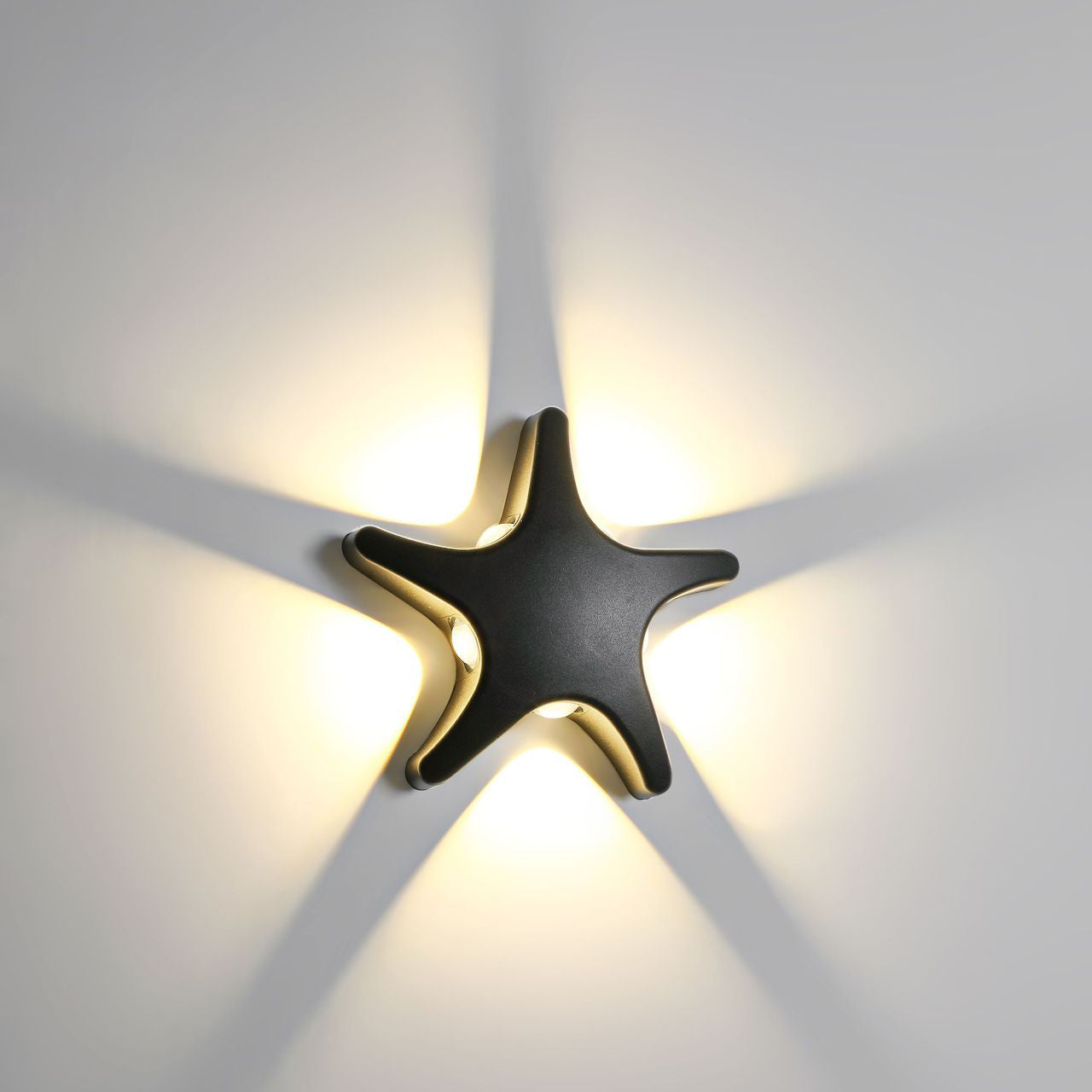 Moderne, schlichte LED-Wandleuchte aus Aluminium im Seestern-Design, wasserdicht, für die Terrasse