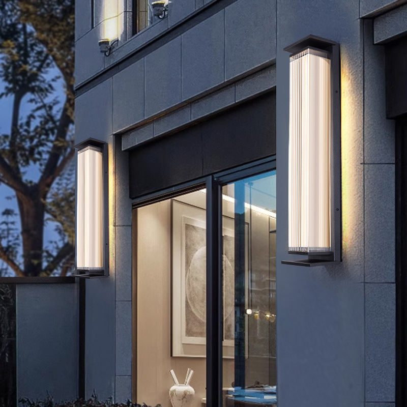 Wasserdichte, rechteckige LED-Wandleuchte aus Edelstahl und Acryl für die Terrasse