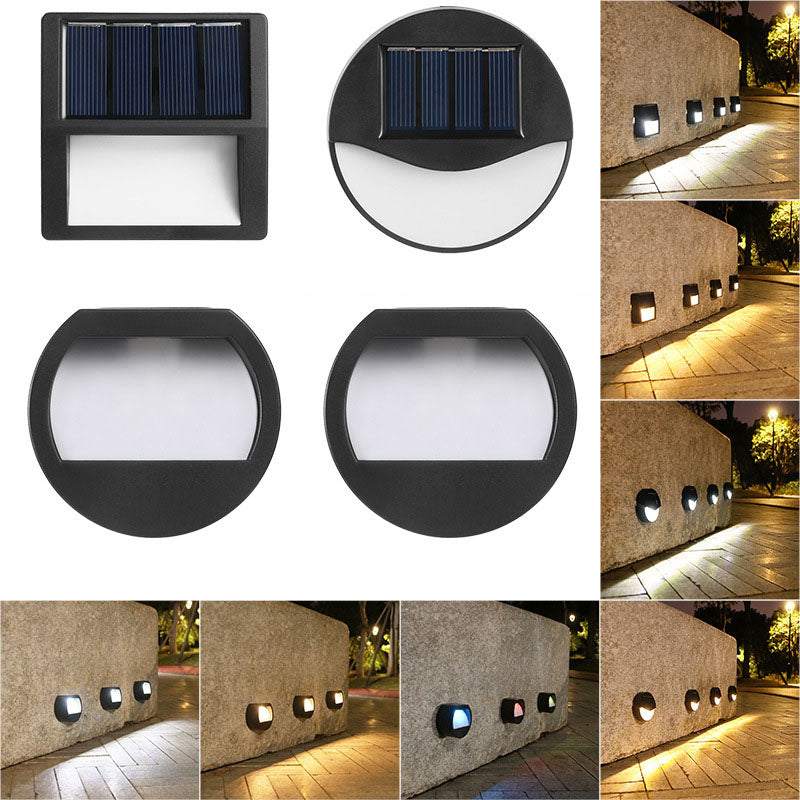 Runde/Quadratische LED-Solar-Terrassentreppenleuchte, wasserdicht, mit Solarbetrieb, wasserdicht