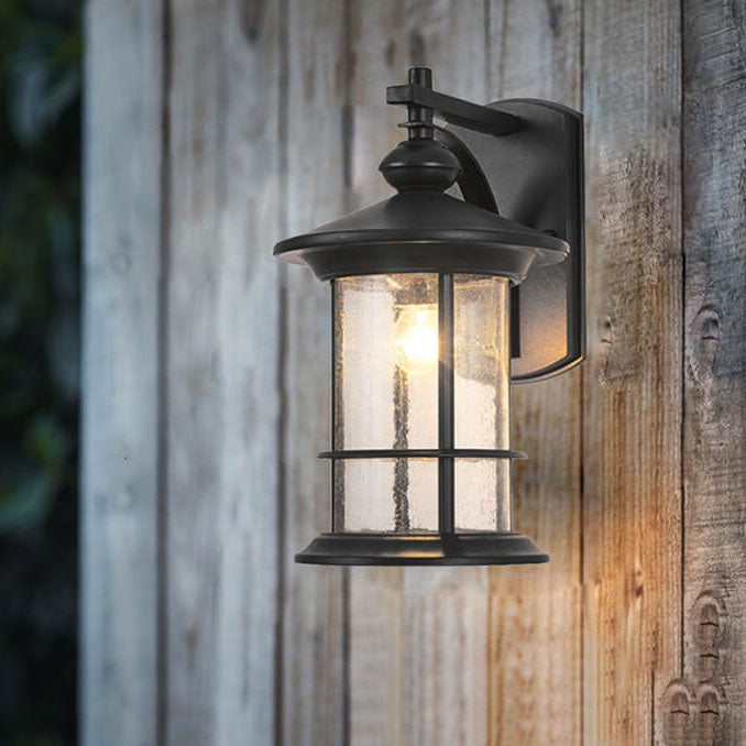 Industrielle Vintage Blasen-Glas-Säule 1-Licht Außen wasserdichte Wand Leuchte Lampe | Karnz