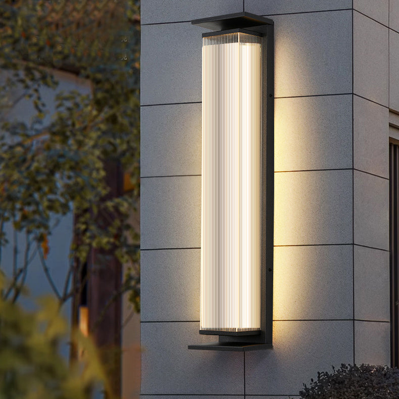 Wasserdichte, rechteckige LED-Wandleuchte aus Edelstahl und Acryl für die Terrasse