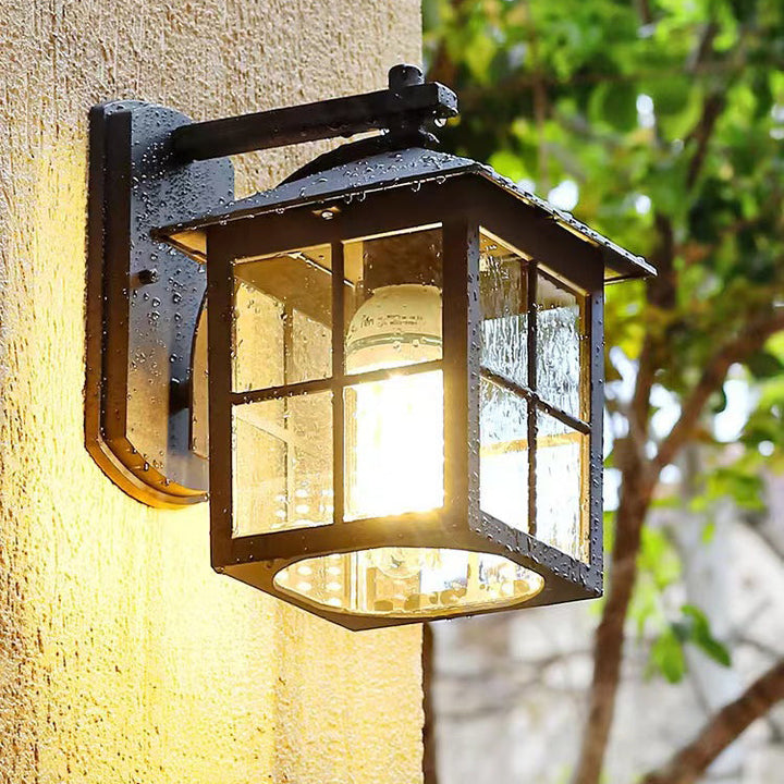 Moderne Einfachheit Wasserdicht Aluminium Quadrat Glas Schirm 1-Licht Wand Sconce Lampe Für Outdoor Patio | Karnz