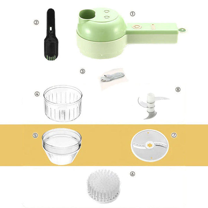 4 In 1 Handheld Elektrischer Gemüseschneider Set | Karnz