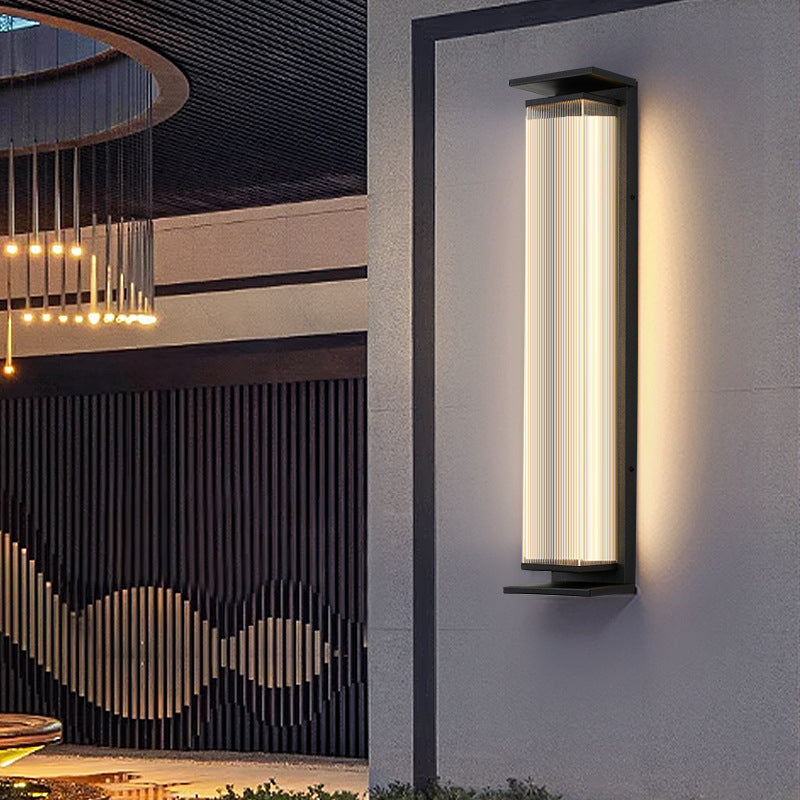 Wasserdichte, rechteckige LED-Wandleuchte aus Edelstahl und Acryl für die Terrasse