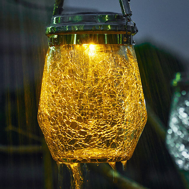 Zeitgenössische kreative Crackle-Glasflasche Stern-Dekor LED Solar-Lichterkette für den Außenbereich Patio | Karnz