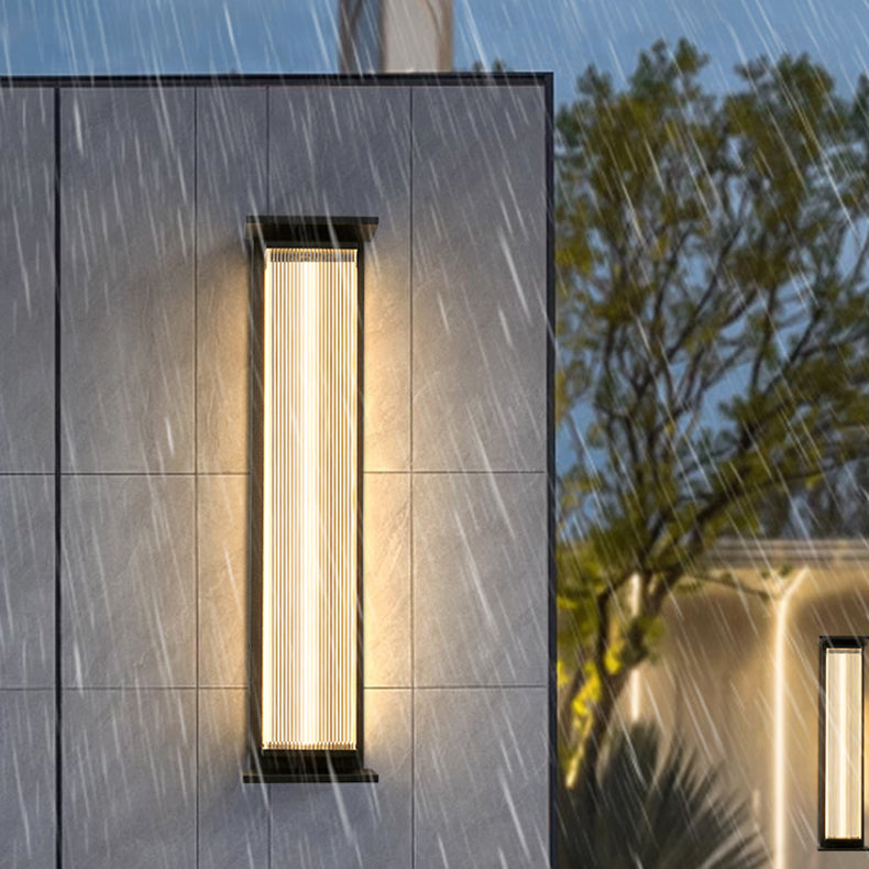 Wasserdichte, rechteckige LED-Wandleuchte aus Edelstahl und Acryl für die Terrasse