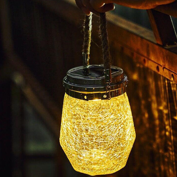 Zeitgenössische kreative Crackle-Glasflasche Stern-Dekor LED Solar-Lichterkette für den Außenbereich Patio | Karnz