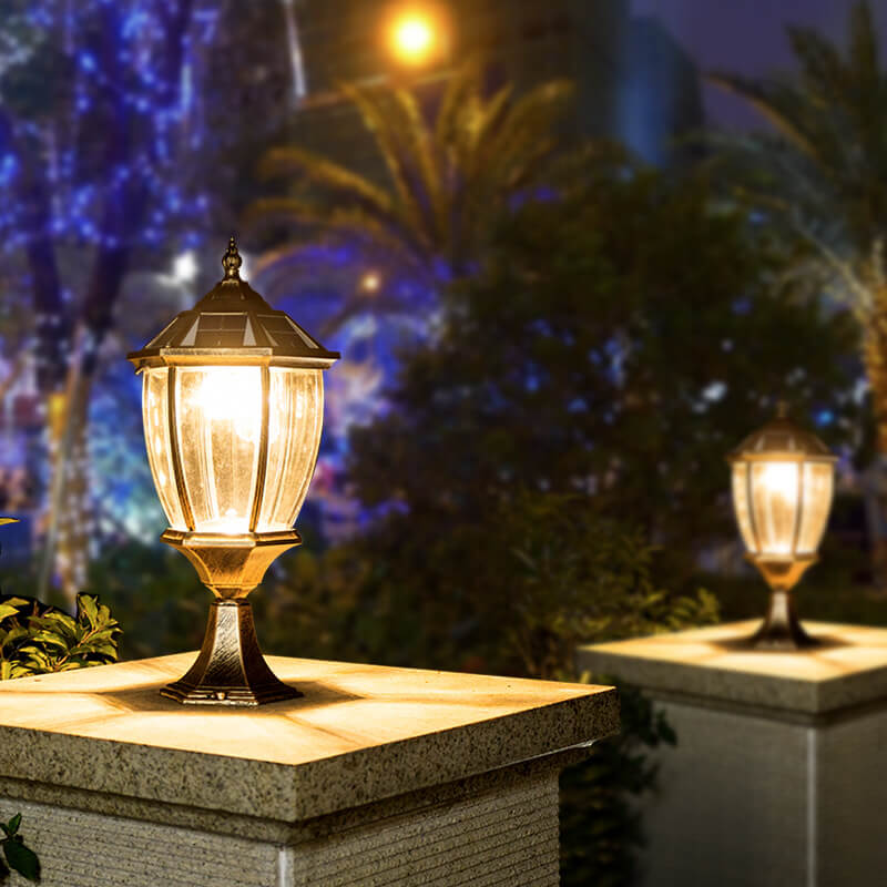 Wasserdichte, solarbetriebene Gartenleuchte aus Aluminium und Glas mit 1-flammigem Design