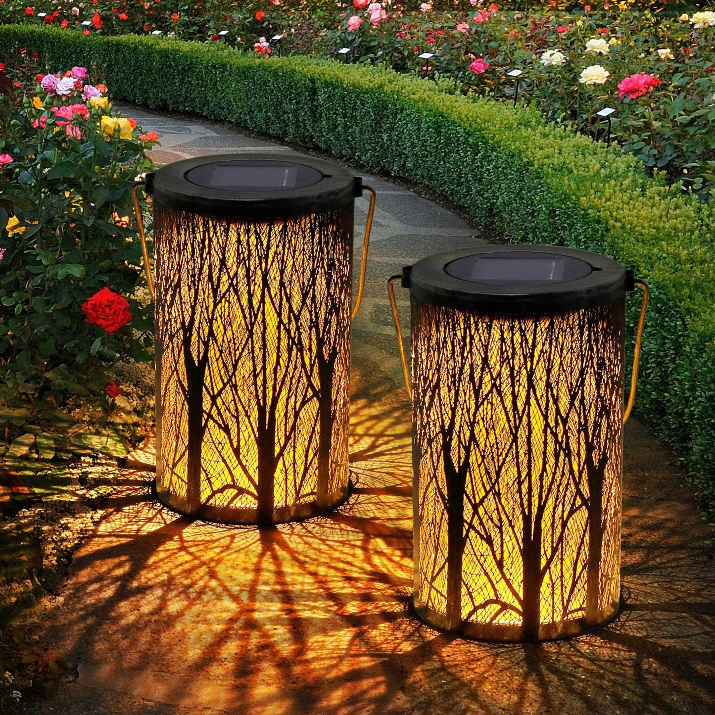 Moderne Art Deco Solar Zylinder Skelett Laterne Eisen LED Außen Landschaft Licht Für Garten | Karnz