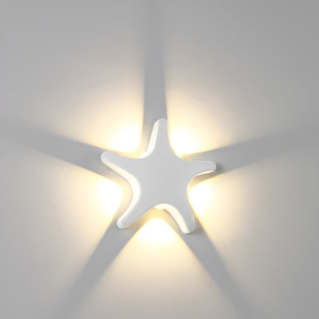 Moderne, schlichte LED-Wandleuchte aus Aluminium im Seestern-Design, wasserdicht, für die Terrasse