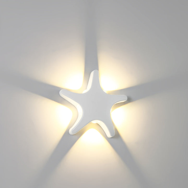 Moderne, schlichte LED-Wandleuchte aus Aluminium im Seestern-Design, wasserdicht, für die Terrasse