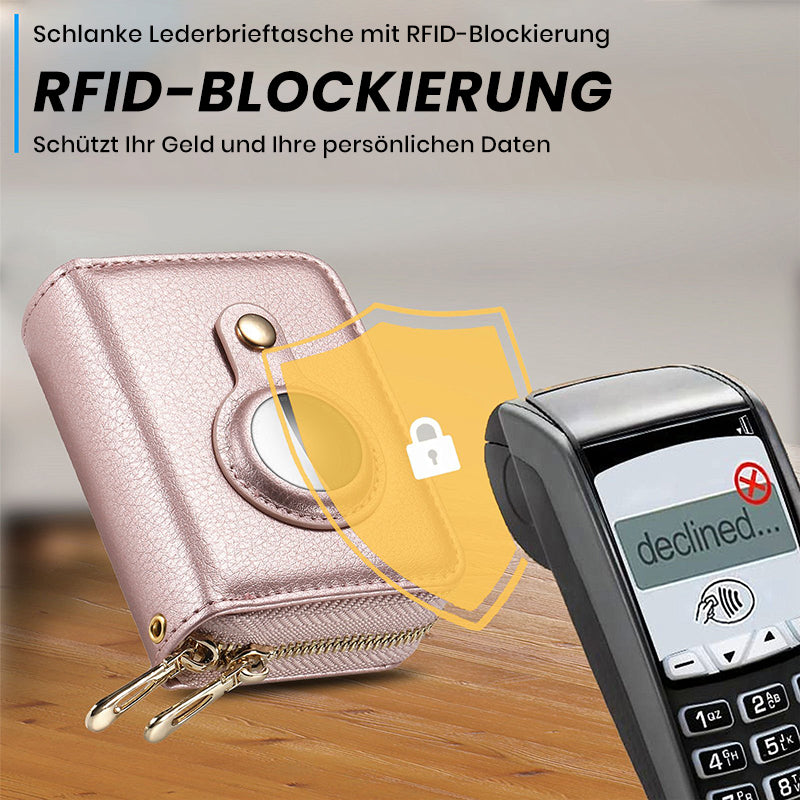 Intelligente AirTag-Zip RFID Leder Geldbörse