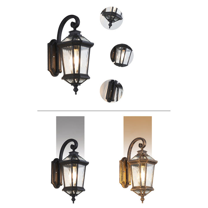 Traditionelle europäische wasserdichte Aluminium-Glas-Oktagon-Zylinder 1-Licht-Wandlampe für den Garten | Karnz