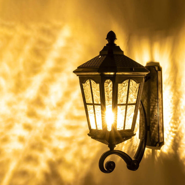 Europäische Outdoor-Laterne Aluminium Glas Wasserdicht 1-Licht Wand Sconce Lampe | Karnz