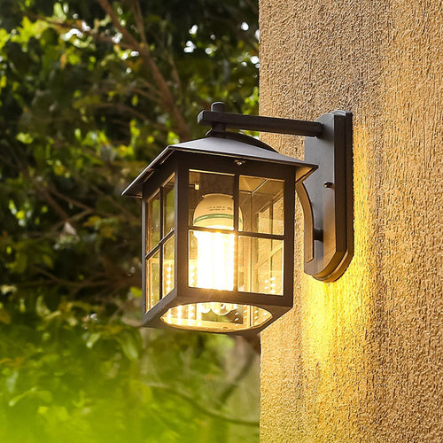 Moderne Einfachheit Wasserdicht Aluminium Quadrat Glas Schirm 1-Licht Wand Sconce Lampe Für Outdoor Patio | Karnz