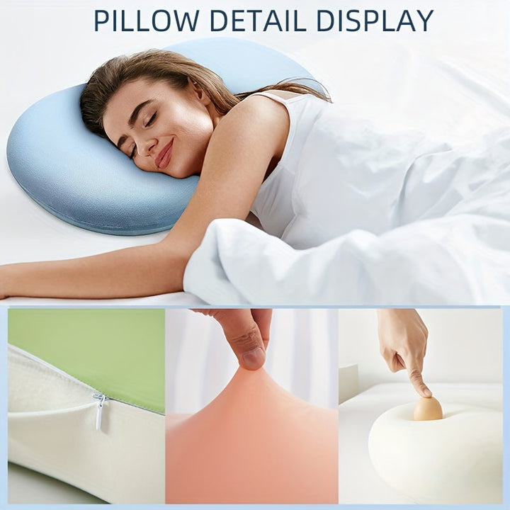 1pc Ovales Macaron Kissen Zervikal Memory Foam Kissen, Kühles Bettkissen Zum Schlafen - Nackenkissen Zur Schmerztherapie Schlafen, Kontur Unterstützung Ergonomisches Kissen Für Seiten-, Rücken-, Bauchschläfer Mit Hoch- Und Niedrigpartition | Karnz