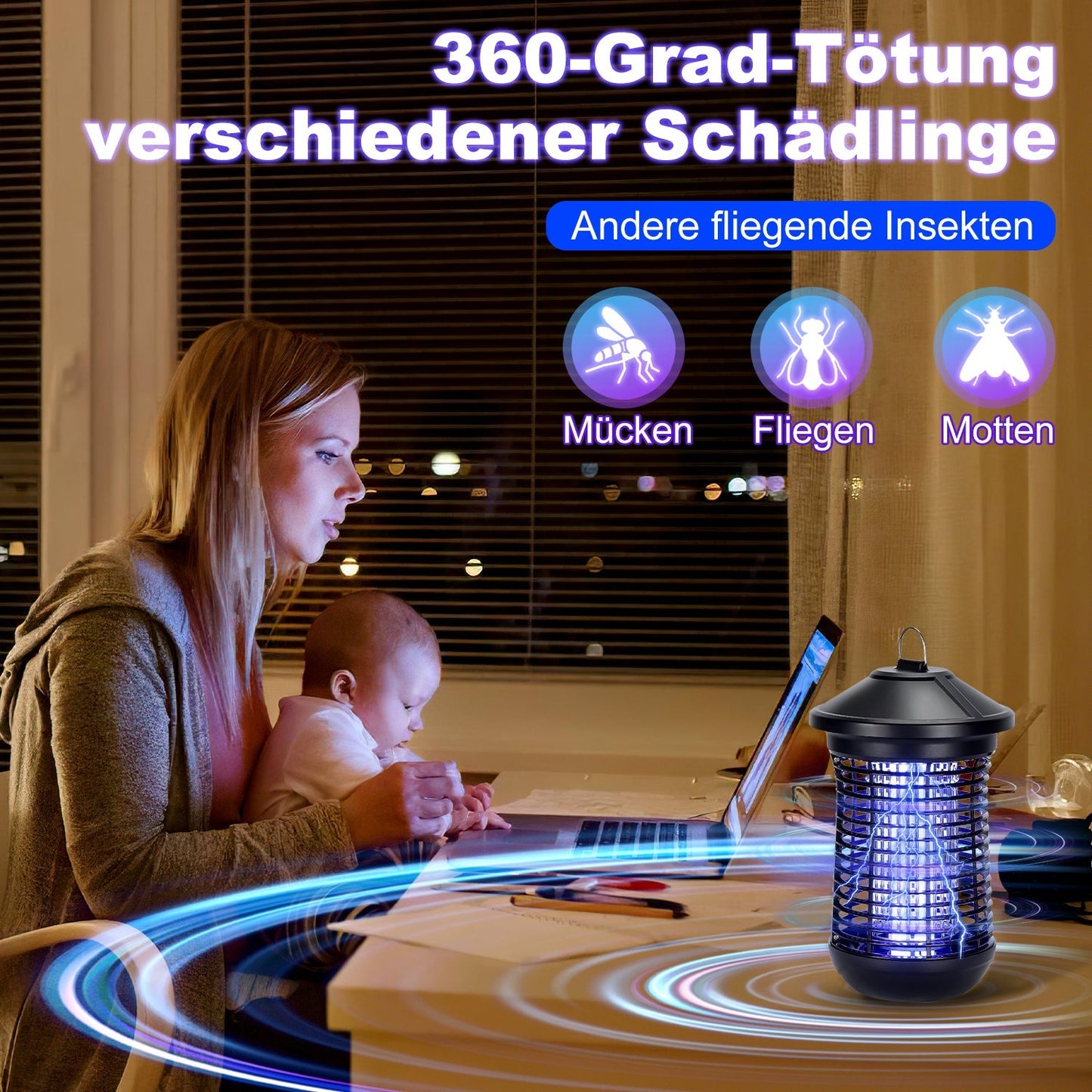 Elektrisch Mückenlampe Insektenvernichter UV-Licht | Karnz