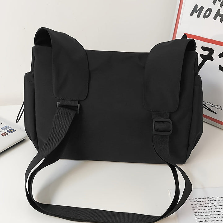 UrbanLiner Nylon Messenger Bag – Schwarze Umhängetasche mit Reißverschluss für den täglichen Gebrauch | Karnz