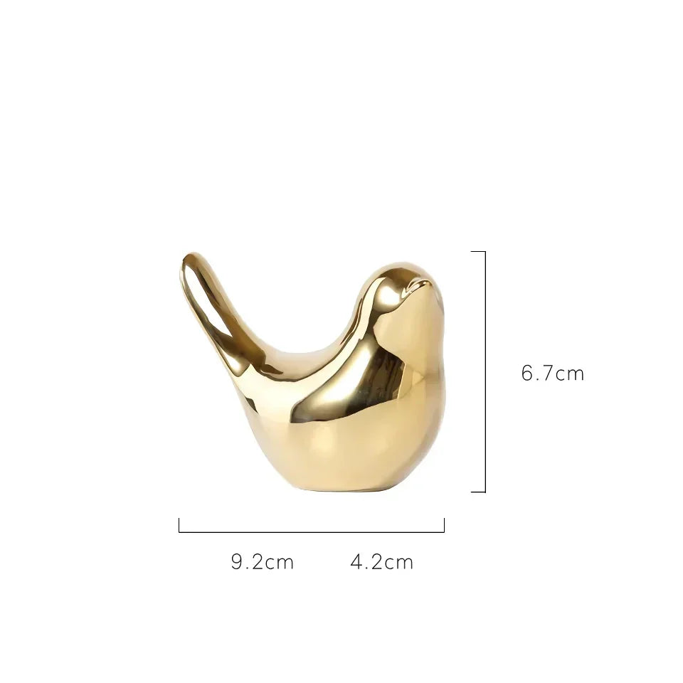 Nordische goldene Keramikvogel-Dekoration für moderne Wohnräume